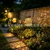 Nueva lámpara de tetera solar transfronteriza para jardín exterior, tetera hueca trapezoidal con forma de moneda de hierro forjado impermeable, lámpara de césped