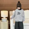Sudadera de Invierno para Niños Tongku 2025, Nueva Moda, Estampado de Perro, Bolsillo Personalizado, Forro de Felpa, Espesa, Cuello Redondo
