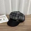 Chapéu Octogonal de Xadrez Britânico para Mulheres Outono/Inverno 2026, Boina Vintage, Chapéu de Jovem Notícias Artista Versátil