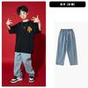 Traje de Moda Hip Hop para Niños, Ropa de Baile Callejero para Niños, Pantalones de Mezclilla, Traje de Baile de Tambor para Niñas de Verano