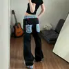 Jeans Retro Americano de Nicho con Doble Cintura y Parches Estilo Cimitarra para Hombres y Mujeres, con un Diseño Apilado que te Hace Ver Más Alto, Pantalones Holgados de Pierna Recta
