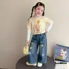 Pantalones para Niña Primavera y Otoño 2026 Estilo Nuevo Moda Otoñal Infantil Dibujos Animados Pantalones de Pierna Ancha Jeans Casuales para Bebé Niña