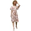 Amazon Estación Independiente Comercio Exterior Transfronterizo Productos Calientes Vestido Floral con Mangas de Hoja de Loto y Cuello Redondo con Encaje Plisado