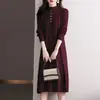 Vestido Suéter Outono e Inverno para Mulheres 2025 Novo Estilo Elegante Gola Meia-Alta Camisa para Usar por Baixo Vestido Longo de Tricô