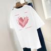 260g Algodão Pesado Manga Curta T-shirt Verão Feminino Estilizado Amor Impresso Nicho Top Solto Algodão Meia Manga