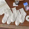 Calcetines Blancos de Encaje para Mujer Verano Delgados Transpirables de Malla Hasta la Pantorrilla Algodón estilo miu Estilo Ballet Calcetines Dulces con Volantes