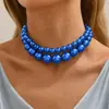 Joyería Transfronteriza Europea y Americana Gargantilla de Perlas Grandes Exageradas Retro Cadena para Clavícula Elegante Collar de Cuentas Multicapa para Mujer
