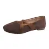 Zapatos suaves y elegantes para combinar con faldas, zapatos de ballet romanos color caqui estilo francés de verano para que las mujeres los usen en el exterior
