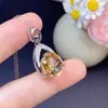 Ventas Directas de Fábrica, Suministro Directo de Collar de Citrino Natural, Colgante de Cristal para Mujer, Joyería Corta de Cadena para Clavícula, Regalo de Cumpleaños