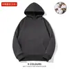 Blusões com Capuz Espessos Forrados com Fleece de Algodão Chinês 420g para Homens e Mulheres, Moletons de Cor Pura, Uniformes de Classe Soltos, Roupas de Trabalho Estampadas