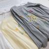 Camiseta de Manga Larga de Lyocell Estampada para Mujer, Refrescante y Antienvejecimiento, Verano Fina de Corte Holgado, Camisa Adelgazante para Estudiante con Cuello Redondo, Protección Solar