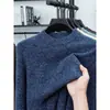 Suéter Pulóver de Invierno para Hombre 2026 Cuello Redondo Tejido Grueso de 7 Puntos con Hilo Fantasía con Lana, Camiseta Base de Punto Cálido