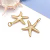 Acessórios para joias DIY, pingente de estrela-do-mar transfronteiriço, banhado a cobre com ouro real 18k, cravejado com zircônia, versátil para colares e pulseiras
