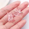 Lindo oso de dibujos animados colgante acrílico translúcido de color gelatina hecho a mano DIY cadena para teléfono collar colgante de llave