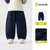 Calça infantil do Dudu, calça de outono para meninas, calça casual de outono para meninos, roupas infantis estilosas de outono para meninas, corte solto
