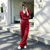 Conjunto Esportivo Casual Popular da Moda para Mulheres Outono Novo Estiloso Jaqueta Cardigan de Manga Longa Calça de Perna Larga Conjunto de Duas Peças