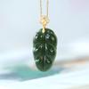 Huibaoli Prata S925 Jade Hetian Jade Escarlate Jade Fumê Roxo Colar Pingente Galhos Dourados e Folha de Jade de Alta Qualidade Atmosférico Simples