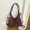 Bolsa Tote Plegada Estilo Coreano con Múltiples Bolsillos para Mujer, Gran Capacidad Otoñal, Elegante, Mochila Multifuncional, Bolso de Hombro Único para Viajes Diarios