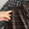 Pantalones casuales de cuadros retro con cordones, nuevos pantalones cortos de otoño, pantalones holgados versátiles de cintura elástica para mujer, estilo coreano para el día a día