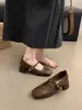 Primer Encuentro Jifa Retro Francés Punta Cuadrada Corte Bajo Zapatos de Salón para Mujer Zapatos 2026 Nuevo Otoño Combinar con Faldas Zapatos Mary Jane
