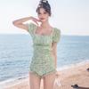 Traje de Banho Novo Estilo 2026 para Mulheres, Peça Única, Conservador, Emagrecedor, Esconde Barriga, Marca a Cintura, Renda, Delicado, Estilo College, Roupa de Banho Estudantil