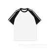 Jin270G Camiseta de Manga Corta Raglán de Marca Nueva y de Moda para Hombre, Estilo Pareja a Rayas Patchwork Holgada, Media Manga Juvenil