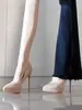Tacones altos de plataforma impermeables cómodos para mujer, punta fina de tacón de aguja, nuevo modelo 2025, negros, sexys, versátiles, zapatos profesionales y elegantes