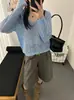 Suéter de punto de seda y cachemira con cuello en V y diseño calado para mujer, nuevo de otoño, de manga larga, corte holgado, versátil, suave y fino