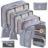 Set de Bolsas de Almacenamiento para Viajes Transfronterizos, Juego de Ocho Piezas de Equipaje de Gran Capacidad, Bolsa con Cordón para Sujetador, Bolsa de Almacenamiento para Clasificación de Ropa