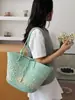 Bolso de Hombro Individual de Gran Capacidad de Paja, Bolso Tote de Viaje Retro Casual Elegante con Bloques de Color de Moda, Bolso Tejido de Playa