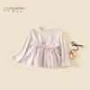 Camiseta de Manga Longa de Outono para Meninas 2026 Novo Estilo Kids Estilosa Malha Estilo Primavera/Outono Bebê Criança Pequena Casual Roupas Classe A Tendência