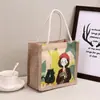 Bolsa de Lino para Mujer Moda Primavera y Verano 2022 Estampada Coreana Portátil Celebridad de Internet de Moda y Tendencia Bolsa de Picnic