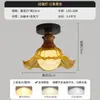 Lámpara Colgante de Vidrio Estilo Vintage para Balcón, Lámpara Colgante Pequeña Estilo Japonés para Mesita de Noche, Luz para Pasillo de Entrada, Luz de Dormitorio Principal con Forma de Pétalo Retro Francés