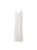 Ropa al por mayor Zr para mujer, Comercio exterior, Vestido largo de satén sexy sin espalda con adornos florales, Cuello drapeado, Corte ajustado, Vestido formal