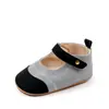 Novo Estilo Sapatos de Pré-Caminhada Simples Color Block com Solado de Borracha e Velcro para Bebês de 0 a 1 Ano, Sapatos Antiderrapantes com Velcro