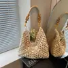 Bolsa de Palha Tecida de Grande Capacidade Transfronteiriça para Mulheres 2026 Nova Bolsa de Palha para Férias de Verão na Praia Versátil Bolsa Tote de Ombro