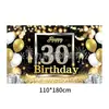 Novos adereços de decoração de aniversário transfronteiriços: Bandeiras decorativas de poliéster 100D, tecido para fundo de aniversário, faixas e dísticos personalizados