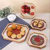 Nuevo Estilo Chino Octagonal Madera Maciza Vidrio Bandeja Estilo Chino Ilustración Propicia Bandeja de Té Sala de Té Juego de Té Descanso para el Té Almacenamiento Plato Decorativo Pequeño