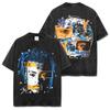 Camiseta de manga corta con estampado XXX TENTACION de hip-hop retro transfronterizo estadounidense, de algodón pesado lavado y cuello pequeño.