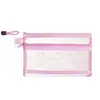 Bolsa de Lápices de Malla Transparente de Doble Capa Bolsa de Almacenamiento Bolsa de Lápices para Examen de Estudiante Caja de Papelería con Capacidad