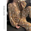 2026 Novo Pijama de Algodão e Seda Estilo Preguiçoso para Mulheres Conjunto de Pijama Pulôver Fino de Manga Curta Estilo Chinês Roupa de Casa Solta