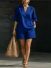 Conjunto de Dos Piezas Casual de Lino y Algodón para Mujer, Color Sólido, Cuello en V, Moda Transfronteriza Europea y Americana, Marca Independiente, Primavera/Verano 2026