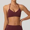 Lulu sujetador deportivo estilo halter mismo estilo cuello en V cepillado ropa de pilates yoga a prueba de impactos running fitness ropa interior de secado rápido