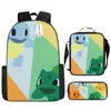 Mochila de desenho animado transfronteiriça bolso monstro do tesouro elfo do sonho bebê mochila conjunto de três peças para alunos do ensino fundamental e médio