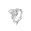 Anillo Corona Josephine Chuxu Corona Anillo Corona de Plata 925 de Alta Gama Nicho Anillo de Corona de Diamante Redondo de Un Quilate para Mujeres