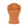 Top Bandeau Cuadrado Chica Picante Americana para Mujer Ropa de Playa de Verano Estilo Puro Deseo Sexy Ajustado sin Mangas de Tirantes Finos