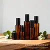 Frasco de perfume de subembalagem de vidro marrom de viagem com tampa pressionando tampa substituível frasco de loção cosmética