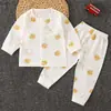 Roupa de Outono para Bebê conjunto Primavera e Outono Algodão Roupas para Ar Condicionado Roupa Íntima Longa para Bebê Roupa Íntima para Recém-nascido Cardigan Pijama Infantil