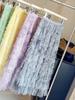Saia de Malha Fofa Plissada Tie-Dye para Mulheres Outono 2025 Cintura Alta Linha A Solta Camadas Bolo Saia Fada