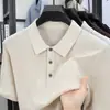 Camiseta Masculina de Tricô de Linho Manga Curta Estilo Old Money 2026 Verão Nova Malha Respirável Manga Curta Masculina Atacado